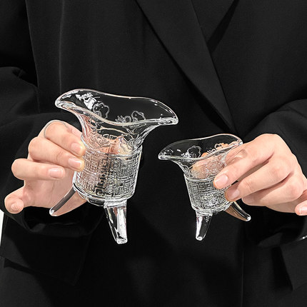 古代帝王杯复古玻璃爵杯酒杯创意白酒杯三足鼎杯秦始皇茶杯酒樽杯