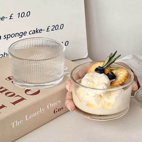 宝宝辅食碗玻璃杯子夏天高颜值冰淇淋酸奶甜品布丁杯女家用水果碗