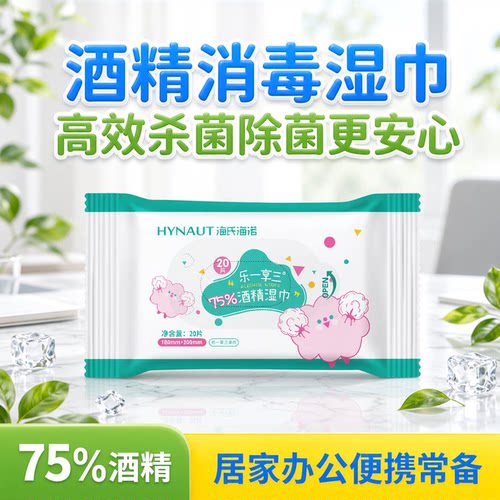 海氏海诺75%酒精消毒湿巾20抽