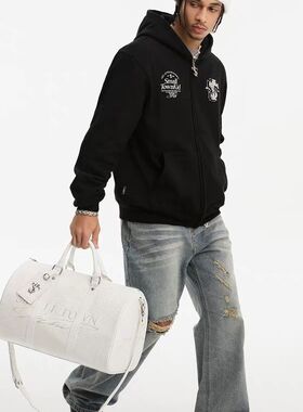 STK ASEM同款2026潮牌新款白蛇断处旅行包时尚男手提斜挎包健身包