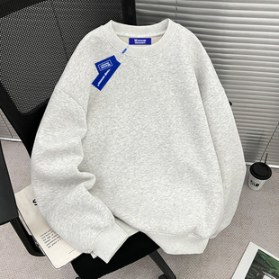 宽松休闲情侣装 新款 上衣 圆领纯色卫衣男春秋季 WASSUP简约基础款