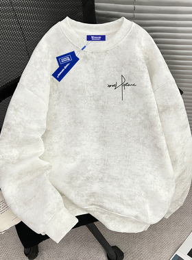 WASSUP原创蜡染重磅秋冬2025新款圆领卫衣男女情侣宽松长袖上衣