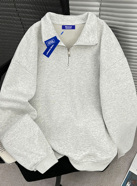 WASSUP重磅380gPOLO立领半拉链卫衣男秋冬新款休闲美式简约上衣