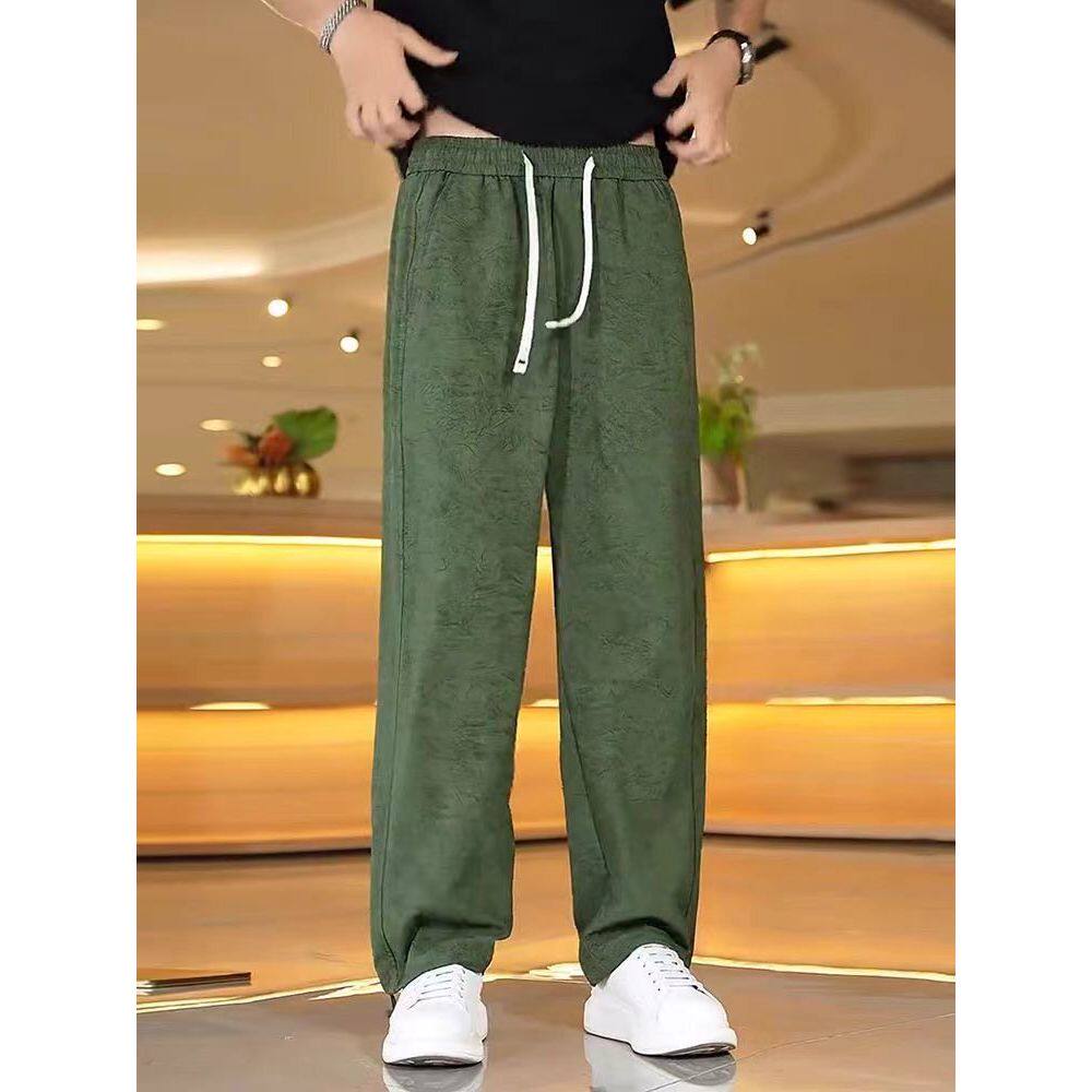 冰丝扎染休闲裤男士夏季薄款美式阔腿长裤子宽松直筒垂感运动裤男