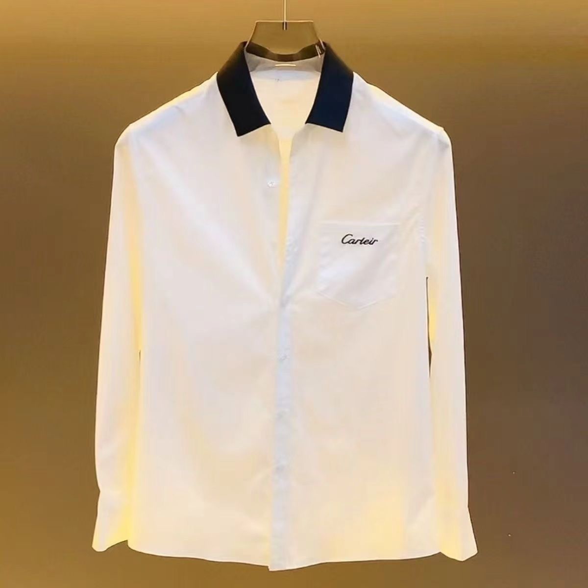 春秋新款男士韩版潮流休闲商务修身宽松上衣长袖衬衫字母衬衣外衣