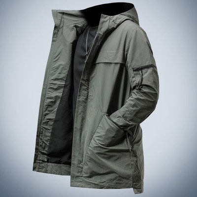 2024新款春秋潮流长款高级感工装防风大衣春秋季连帽休闲夹克男款
