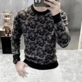 男士 圆领毛衣时尚 百搭休闲针织衫 秋冬新款 潮流帅气提花打底衫 上衣