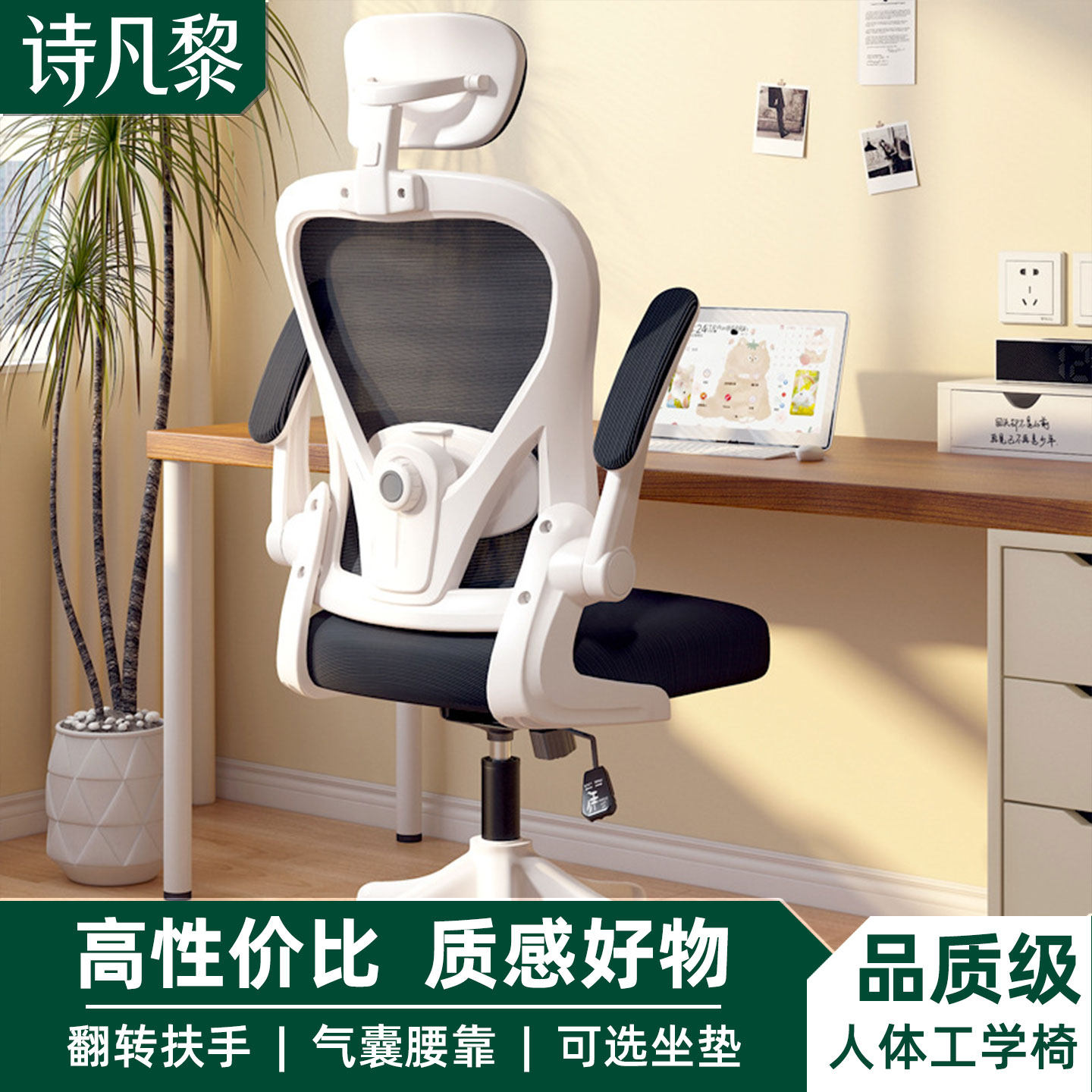 办公椅子乳胶电脑椅人体工学家用舒适靠背宿舍升降转椅学生椅