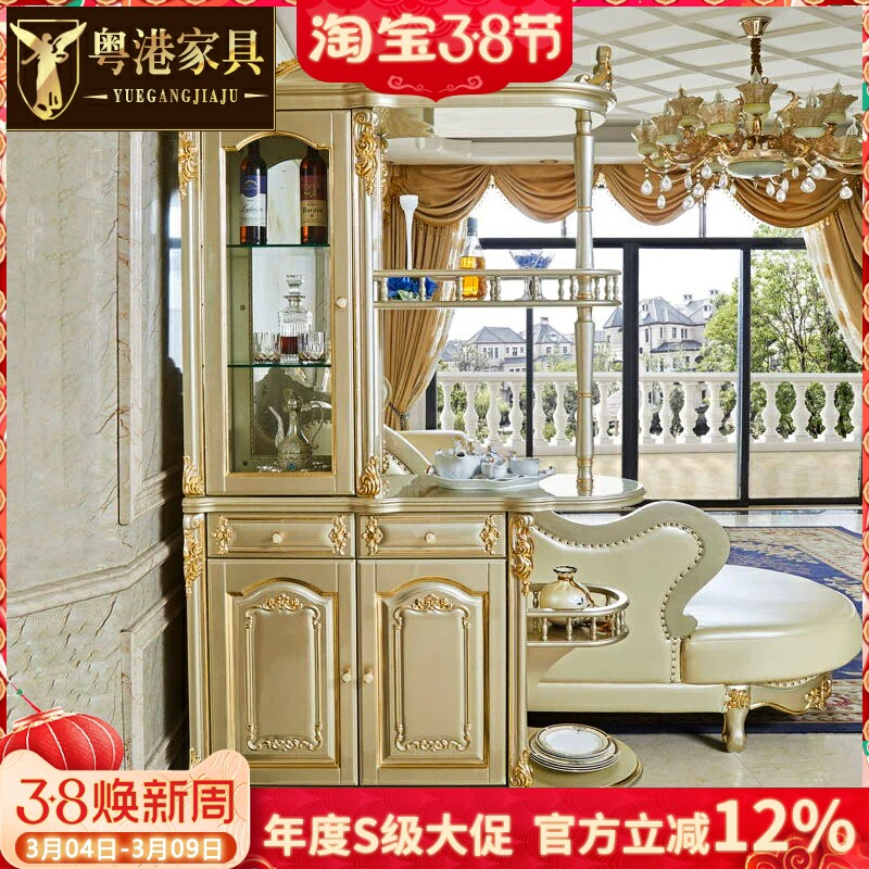 欧式间厅柜美式别墅实木橡木雕花玄关柜屏风装饰酒柜隔断归门厅柜