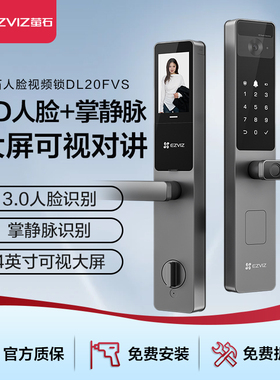 萤石指纹锁人脸识别视频智能锁密码锁家用防盗门电子入户DL20FVS