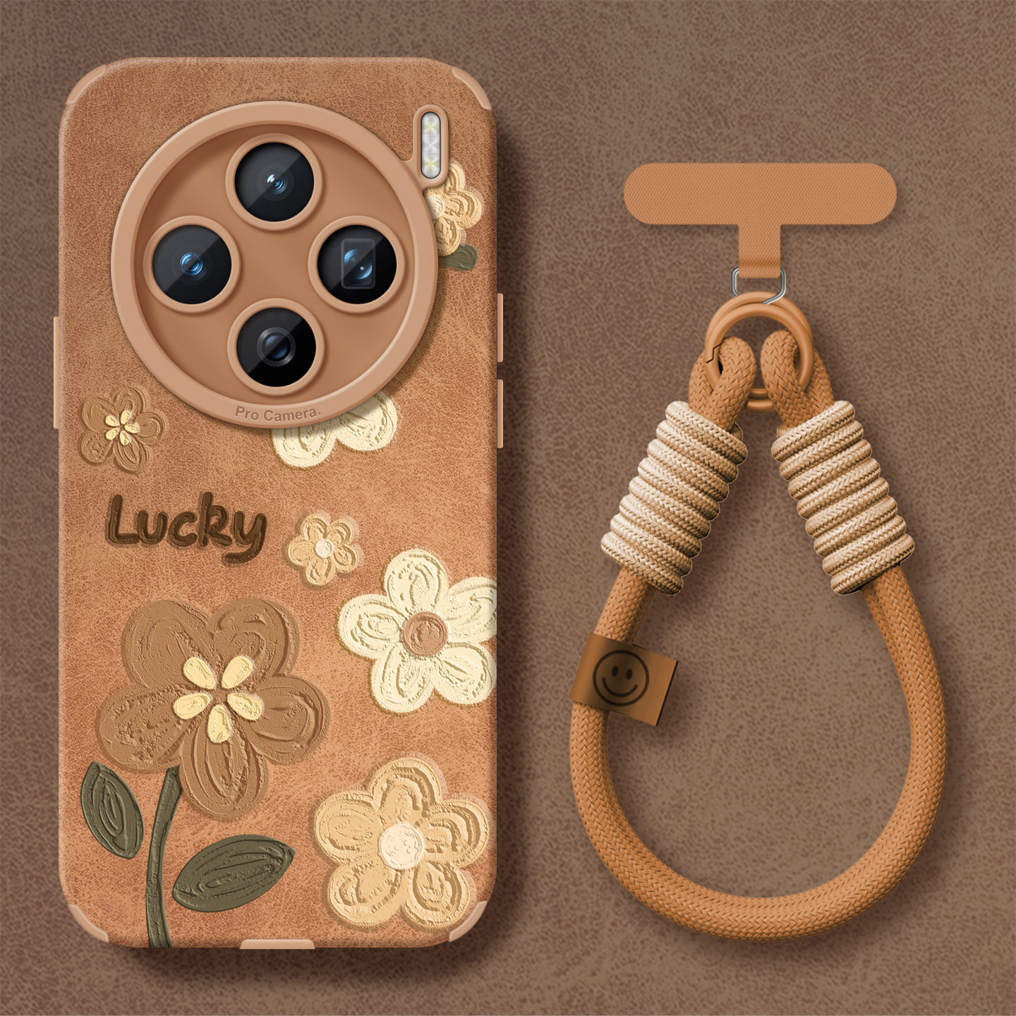 适用vivox200手机壳手绳咖色可提