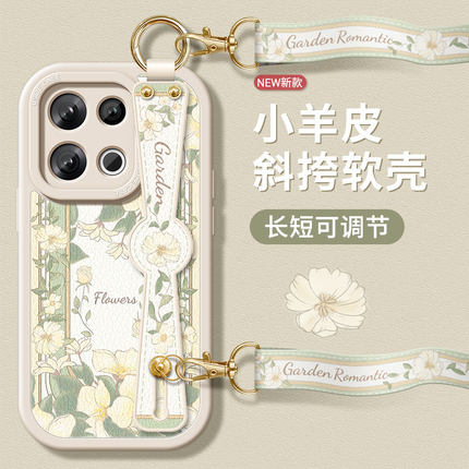 适用OPPOReno12手机壳新款Reno13pro全包防摔挂绳10Pro斜跨挎Reno8Pro女款Reno9Pro背带7se腕带软壳春意花园