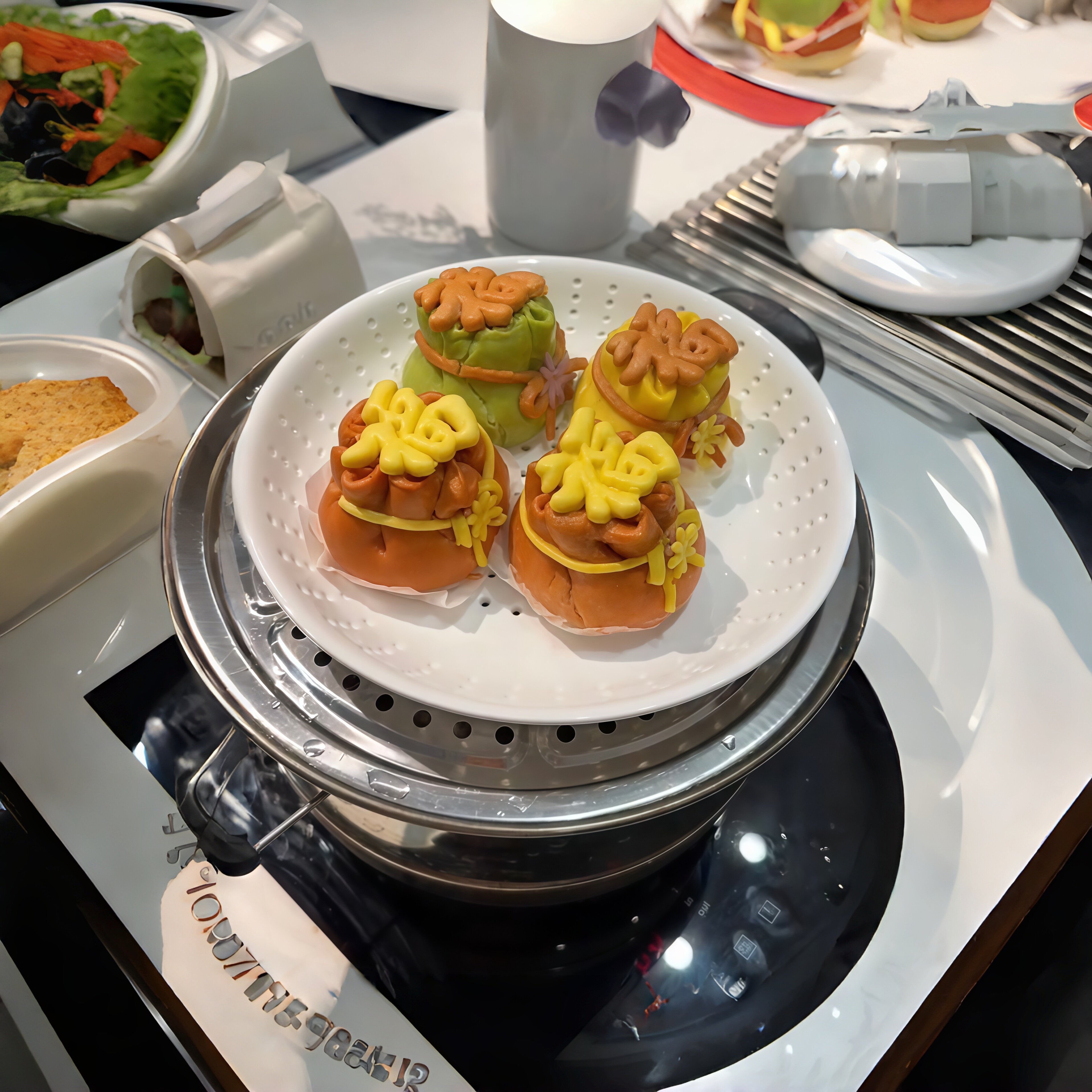 陶瓷多孔蒸盘厨房饺子馒头小龙虾蒸碟多功能可沥水水果盘早餐蒸屉