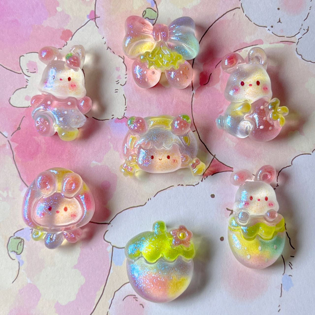 卡通细闪兔子草莓3D水杯贴纸中控显示屏贴立体键盘装饰打字神器,饰品/流行首饰/时尚饰品新,其他DIY饰品配件,淘宝优惠券,粉丝福利购,淘宝优惠卷