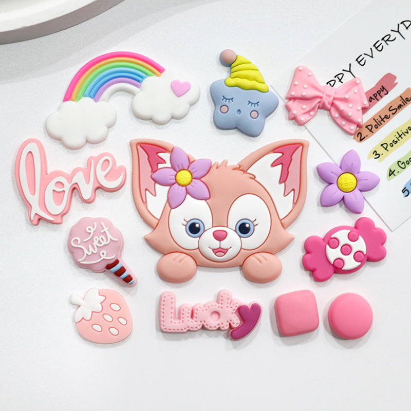 粉色小狐狸PVC硅胶贴水杯贴