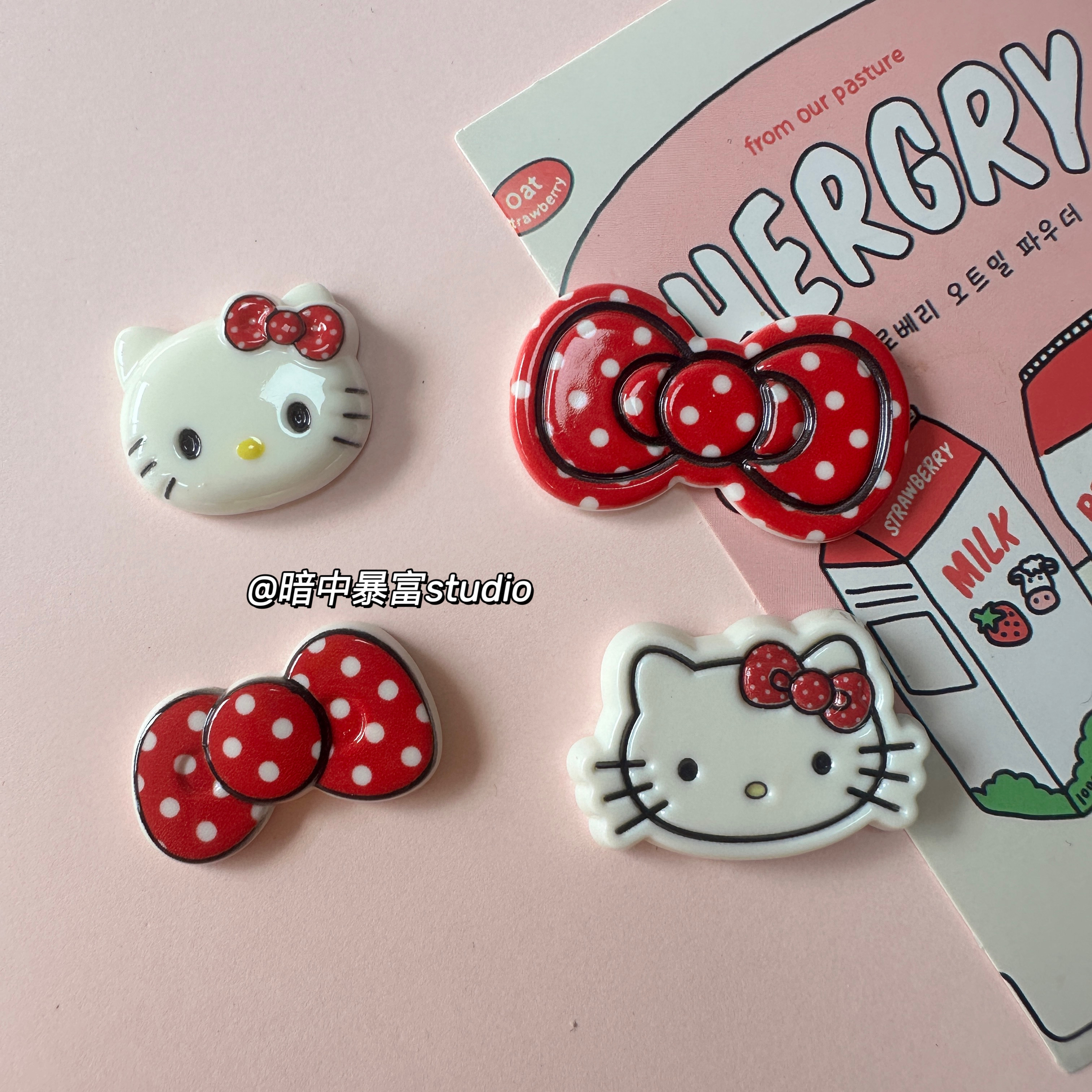 Kitty猫咪3D立体贴纸大红蝴蝶结