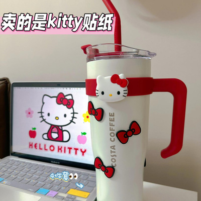 大红色kitty猫咪蝴蝶结水杯贴纸