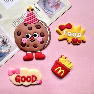 奥利奥饼干人M薯条字母硅胶贴片水杯贴收纳盒驾驶证电动车装饰贴