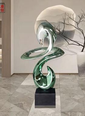 大型玻璃钢电镀雕塑摆件酒店大堂装饰工艺品样板房空间陈设艺主品