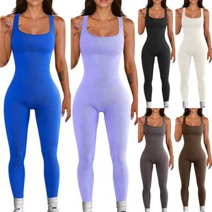 Pant 女 Bodycon Round Long 连身连体裤 Neck Jumpsuits背心长裤