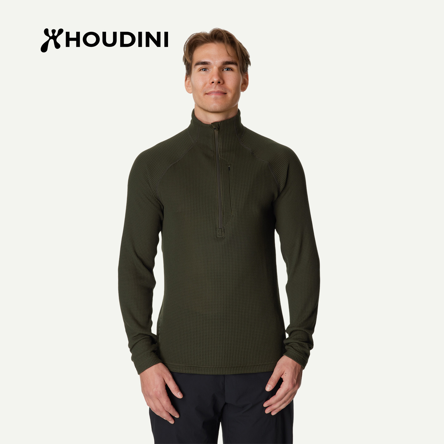 HOUDINI胡丁尼Pace Flow疾速男26新春秋网眼洞洞立领抓绒衣外套