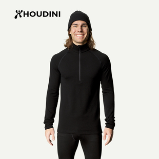 HOUDINI胡丁尼 Desoli 迪索丽 男美利奴羊毛保暖半拉链打底衫长袖