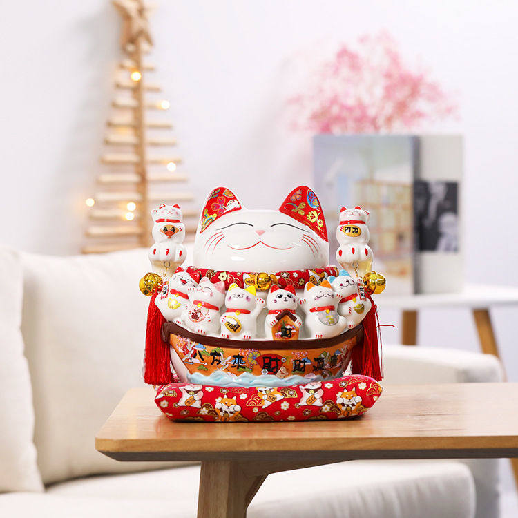 国潮宫廷陶瓷大号招财猫存钱储蓄罐摆件家居店铺收银台开业礼品