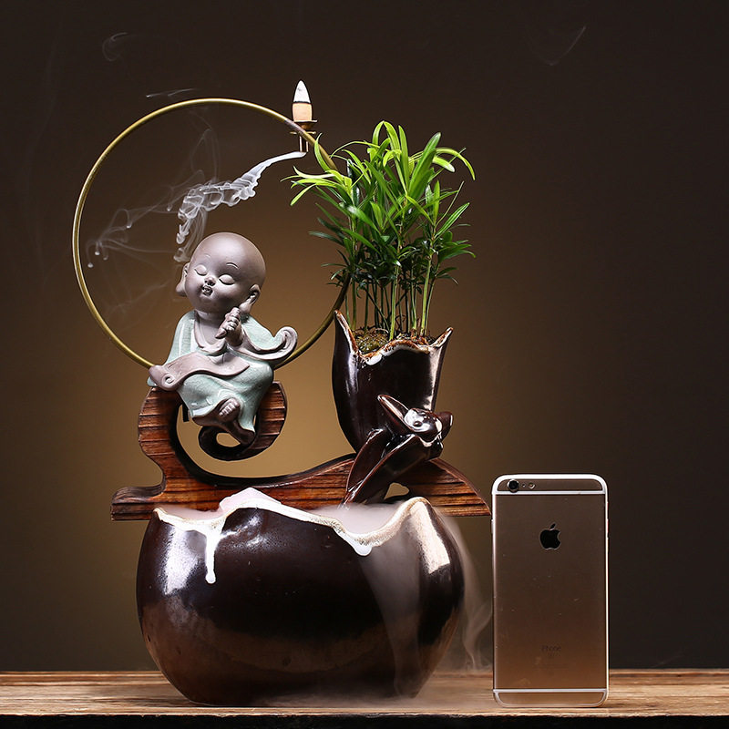 大师艺术高端新中式景观流水摆件喷泉加湿器创意禅意家居装饰