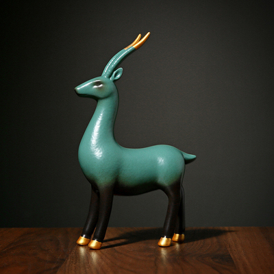 陶瓷珍藏版三羊开泰补角风水摆件客厅酒柜家装饰品办公室开业乔迁