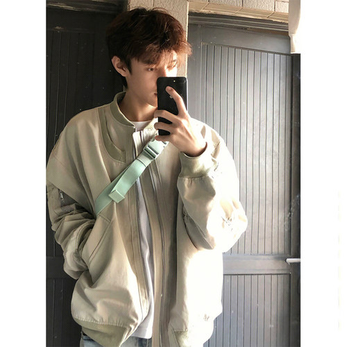 2025秋冬美式纯色设计感棒球服男女潮牌宽松高级感bf工装夹克外套