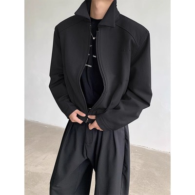 cleanfit黑色短款夹克外套男