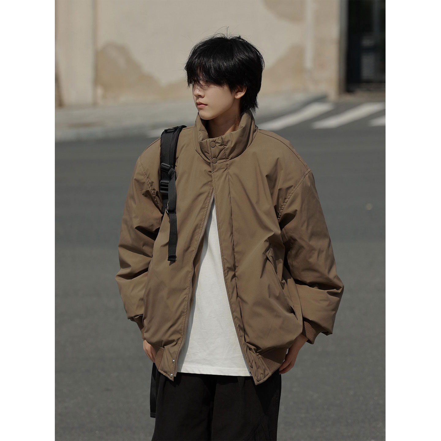 冬季白鸭绒宽松工装羽绒服男