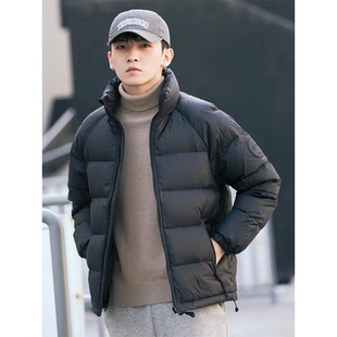 黑色立领轻薄保暖白鸭绒羽绒服男2025新款冬季青少年加厚短款外套