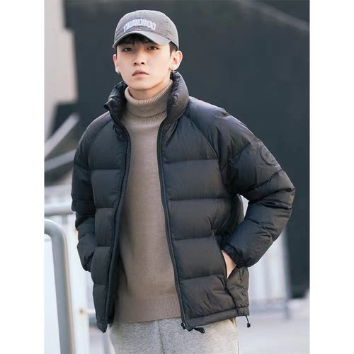 黑色立领轻薄保暖白鸭绒羽绒服男2026新款冬季青少年加厚短款外套