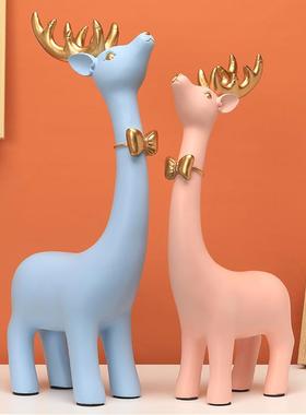 创意树脂工艺礼品创意欧式情侣麋鹿摆件厂家家居装饰摆件