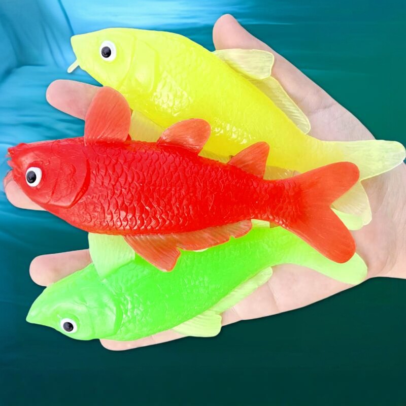 软胶仿真鲤鱼红色锦鲤金鱼缸戏水族箱装饰儿童过家家玩具捞鱼套装