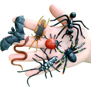 仿真小蛇蜘蛛蚂蚁天牛瓢虫蝙蝠幼儿园儿童玩具小昆虫套装动物模型