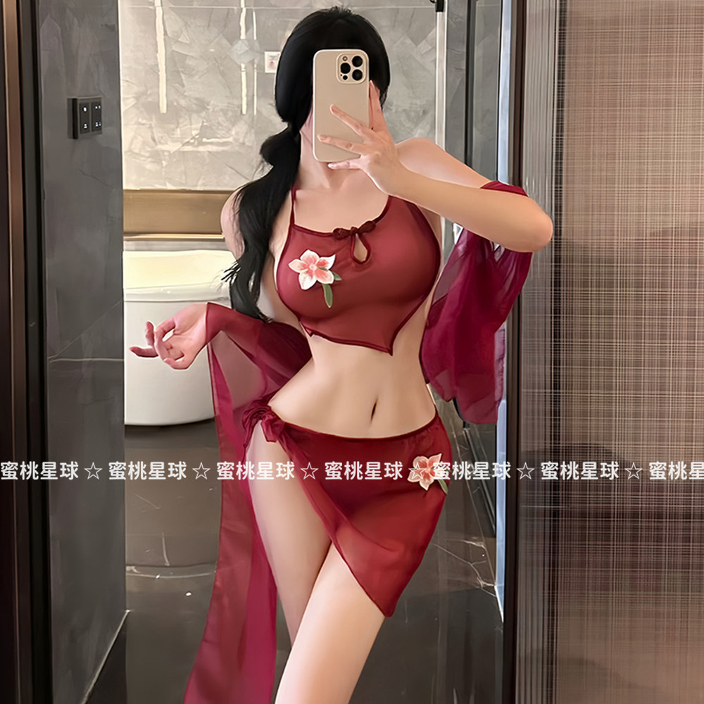 性感古风舞姬柔纱透视肚兜套装