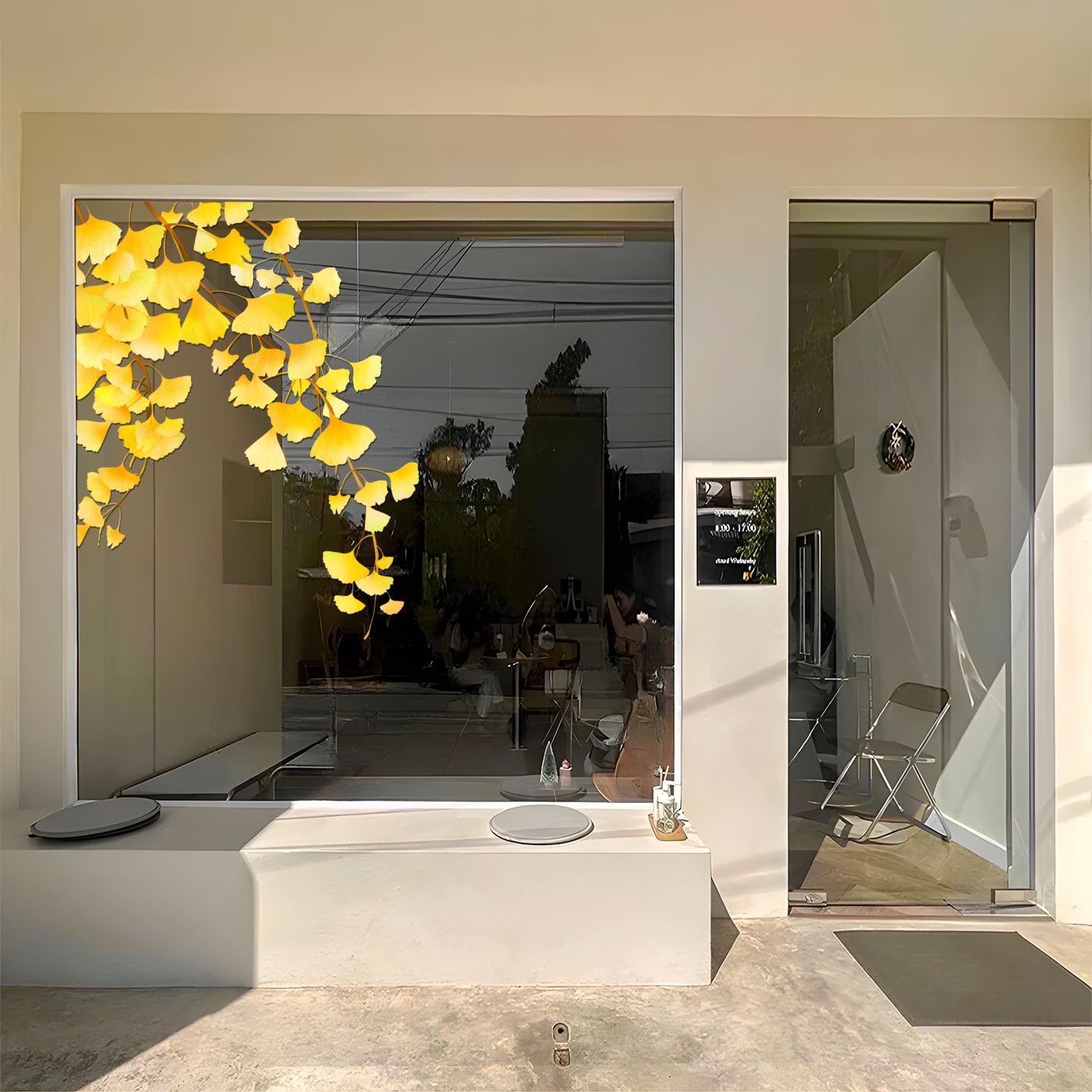 商场店铺银杏叶定制创意静电无胶玻璃贴纸布置贴画