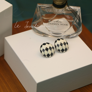 《女王的棋局》vintage方块气质复古耳钉925银针