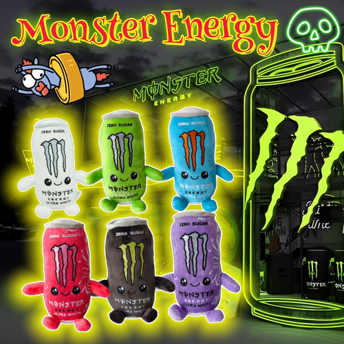 Monster Energy多色仿真魔爪能量饮料易拉罐怪能能量饮料毛绒玩具