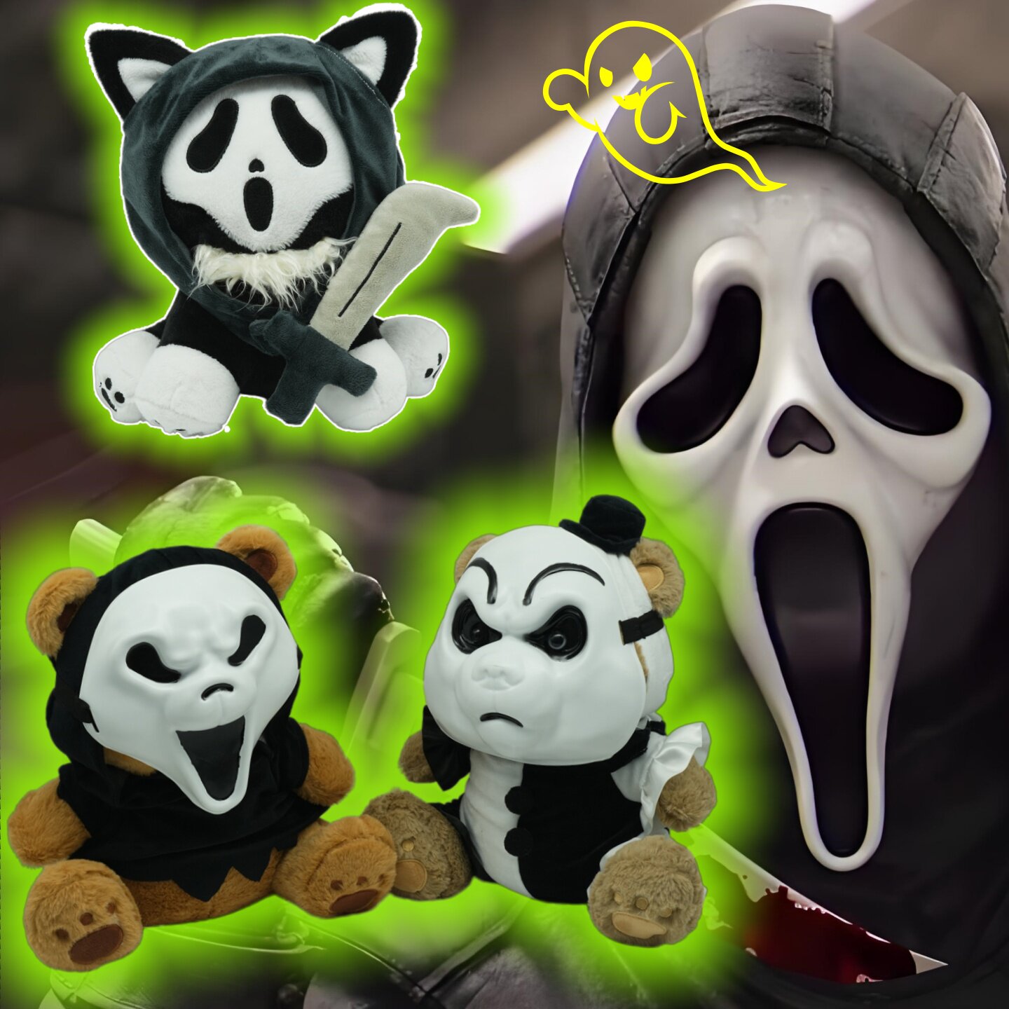 万圣节Spirit Halloween惊声尖叫鬼脸幽灵猫面具泰迪熊毛绒玩具