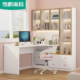 电脑桌书桌书架一体办公桌家用卧室学生写字桌子6L34 简约转角台式