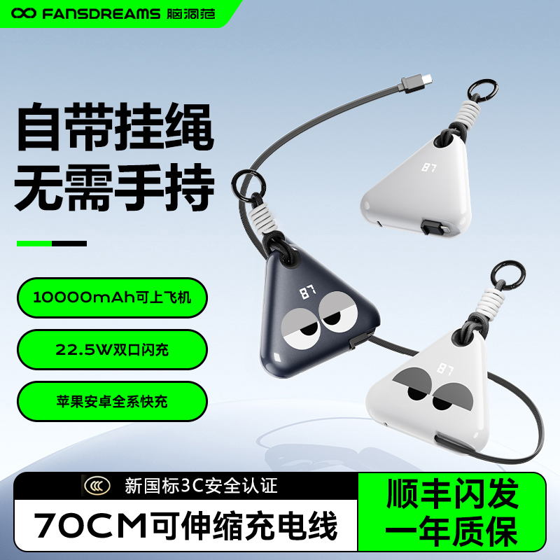脑洞范2025款自带线充电宝