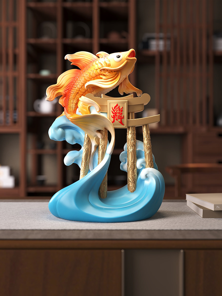 引进财富和宝藏锦鲤鱼跳跃龙门装饰品新中国风客厅入口电视柜装饰,家居饰品,桌面摆件,淘宝优惠券,粉丝福利购,淘宝优惠卷