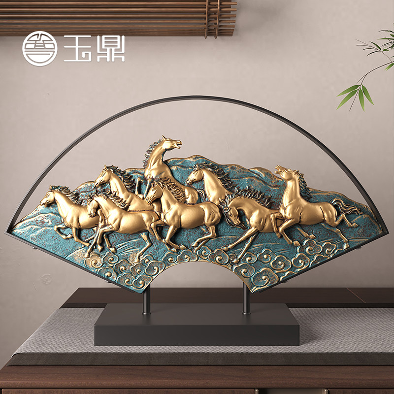 新中式八骏马摆件招财客厅玄关办公室摆件现在轻奢乔迁开业礼品