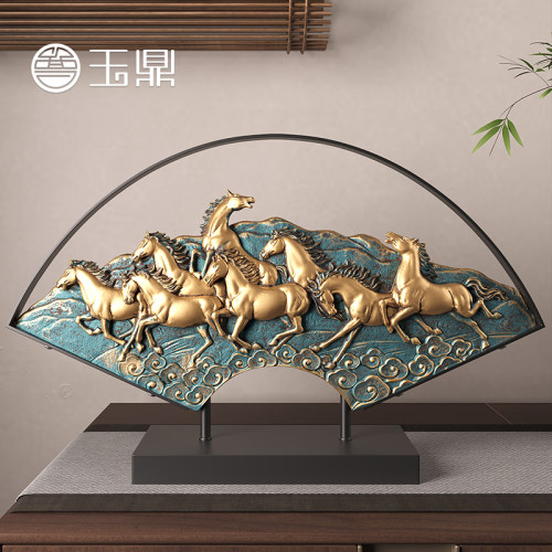 新中式八骏马招财摆件乔迁开业礼