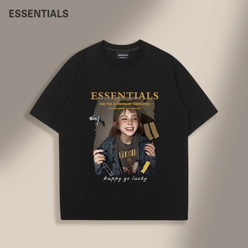 ESSENTIALS官方印花图案夏季复古高街FOG运动短袖T恤男女潮牌上衣