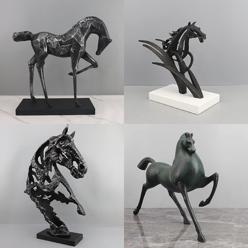 新中式雕塑马到成功摆件样板间售楼部办公室家居客厅酒柜桌面软装