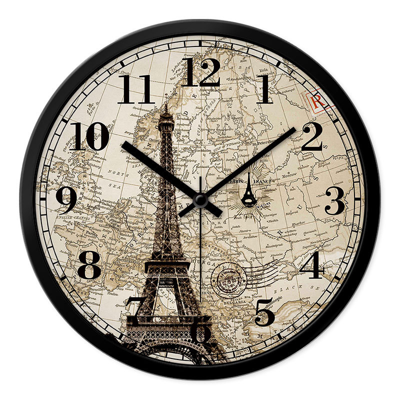 世界时区宾馆酒店前台大厅挂钟大堂创地图意专用静音石英钟表时钟
